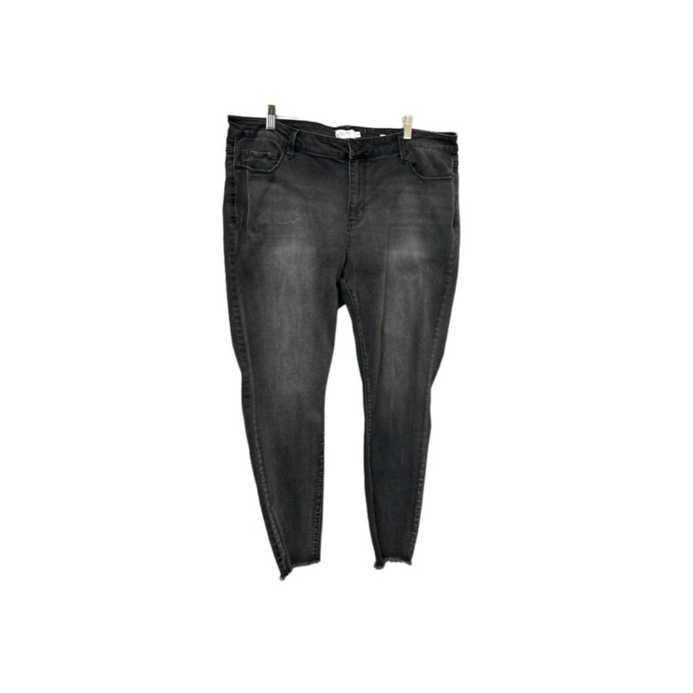 True Craft Women's Mid-Rise Skinny Jeans 20W - Grey Denim